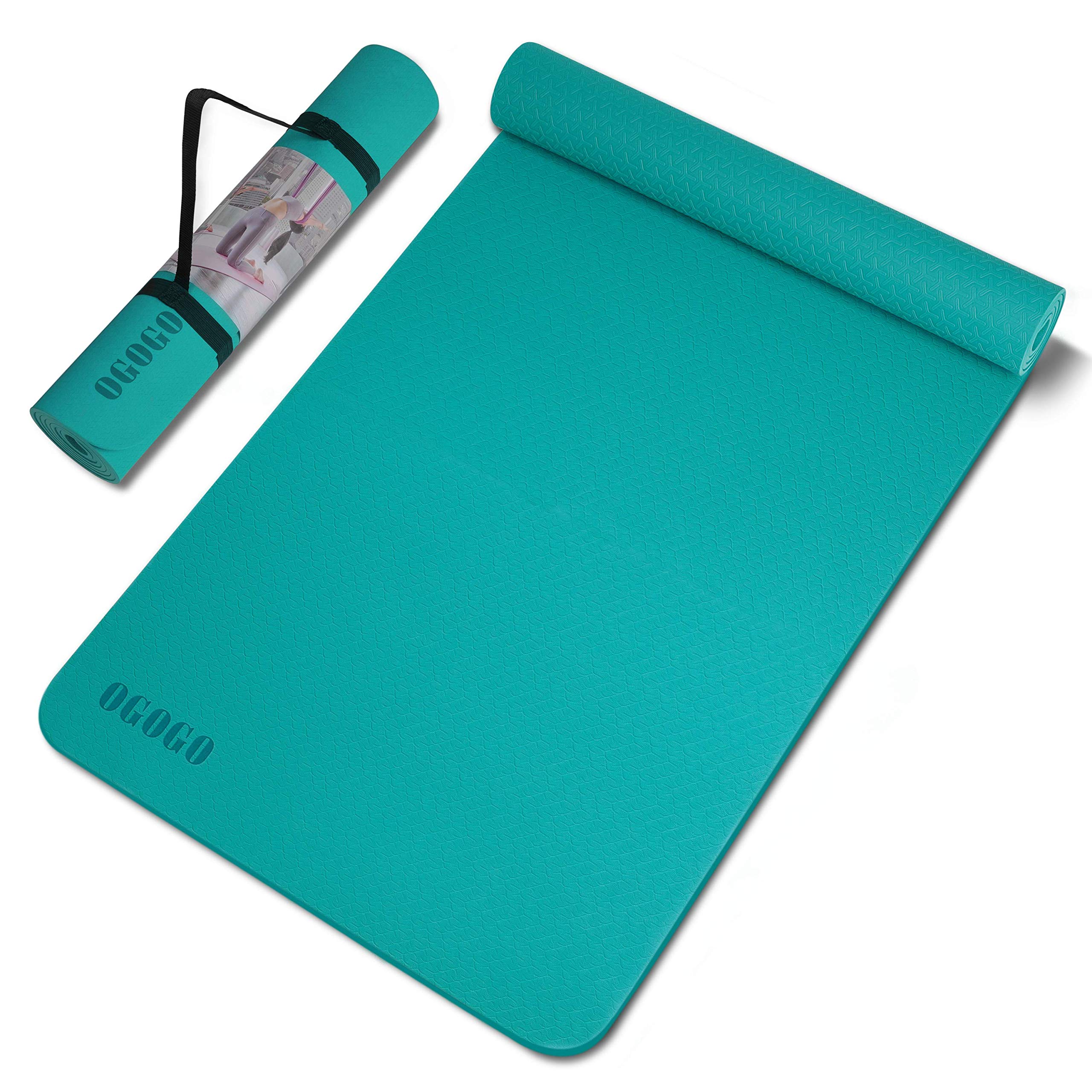 OGOGO Yoga Mat Double-Sided Non Slip,Eco Friendly Exercise Yoga Mat for Men and Women,Thick High Density Pro Mat with Carrying Strap